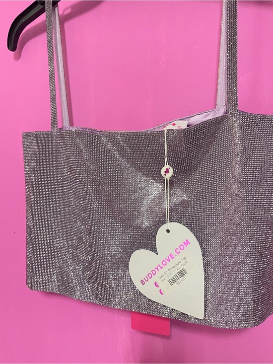 Buddy Love Tops - Buddy Love Silver Sparkle Tank Top - Metallic Sheen